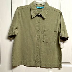 Cotton Connection Olive Green Pocket Short Sleeve Top Size S NWOT